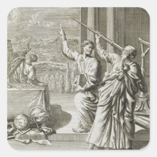 Greek Astronomer Studying the Stars, illustratie Vierkante Sticker