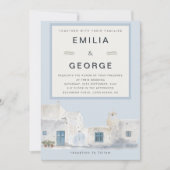 Greek Blue Destination Wedding | Elegant  Kaart (Voorkant)