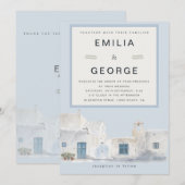 Greek Blue Destination Wedding | Elegant  Kaart (Voorkant / Achterkant)