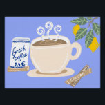Greek Coffee & Lemon Branch Mediterranean Poster<br><div class="desc">Original hand drawn illustration. Bring the warm feeling of a sunny Mediterranean café into your home with this charming Greek coffee illustration poster. A steaming cup of traditional Greek coffee sits beside a lemon branch and café sugar packet, capturing the relaxed atmosphere of seaside tavernas and slow afternoon coffee breaks....</div>