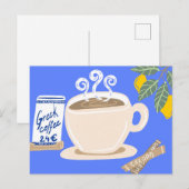 Greek Coffee & Lemon Branch Mediterranean Poster Briefkaart (Voorkant / Achterkant)