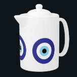 Greek Evil Eye Blue Mati decoratief theepot ontwer<br><div class="desc">Greek Evil Eye Blue Mati decoratief theepot ontwerp met deksel. Beroemde Griekse / Turkse charme tekening symbolisch voor geloof in bescherming en geluk. Custom pot voor thuis,  feest,  bruiloft,  bar,  restaurant,  kantoor etc.</div>