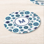 Greek Evil Eye Coastal Blue White  Ronde Kartonnen Onderzetter (Gebogen)