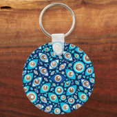 Greek Evil Eye pattern Blues and Gold #2 Sleutelhanger (Voorkant)