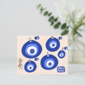 Greek evil eye traditional decor with lizzard  briefkaart (Staand voorkant)