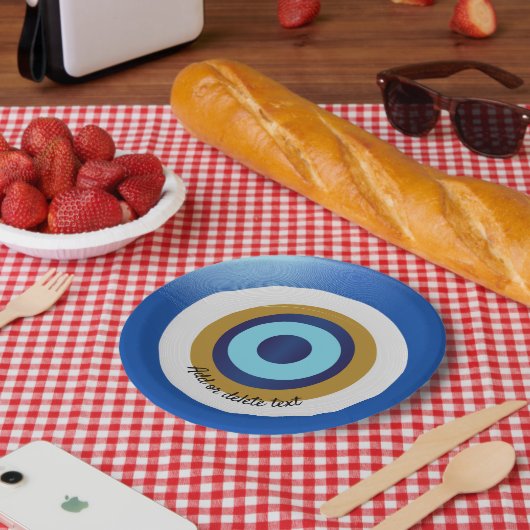Greek Eye Design Voeg gewoon tekst toe Papieren Bordje (Picknick)
