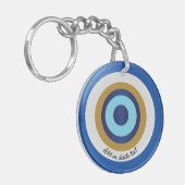Greek Eye Design Voeg gewoon tekst toe Sleutelhanger (Voorkant Links)