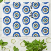 Greek Eye Design Voeg gewoon tekst toe Theedoek (Gevouwen)