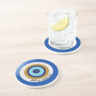 Greek Eye Design Voeg gewoon tekst toe Zandsteen Onderzetter