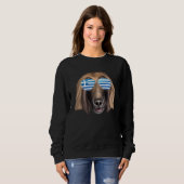 Greek Flag Afghan Hound Dog Greece Pocket Trui (Voorkant volledig)