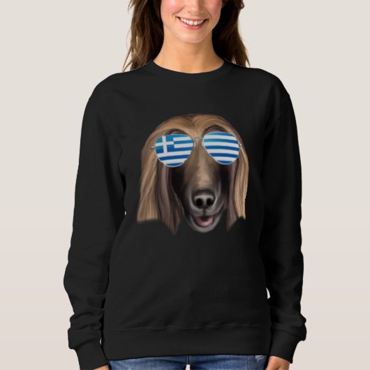 Greek Flag Afghan Hound Dog Greece Pocket Trui (Voorkant)
