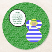 Greek Flag Angel Talking Blond Personalized  Ronde Kartonnen Onderzetter (Voorkant)