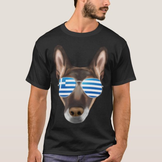 Greek Flag Belgian Malinoi Dog Greece Pocket T-shirt (Voorkant)
