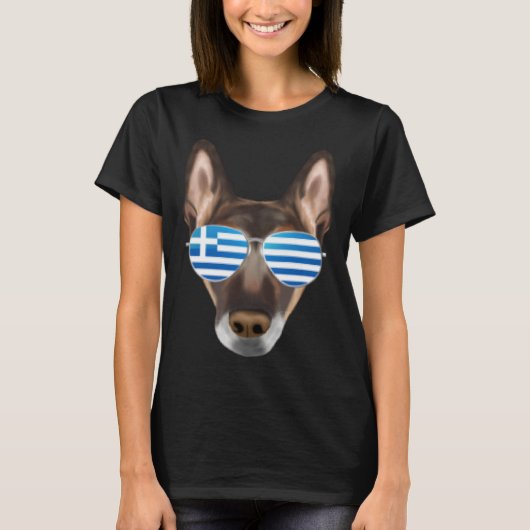 Greek Flag Belgian Malinoi Dog Greece Pocket T-shirt (Voorkant)