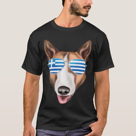 Greek Flag Bull Terrier Dog Greece Pocket T-shirt (Voorkant)