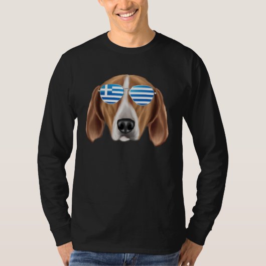 Greek Flag English Foxhound Dog Greece Pocket T-shirt (Voorkant)