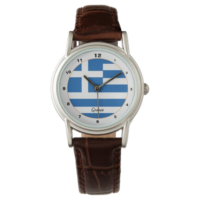 Greek Flag & Griekenland trendy mode / design horl Horloge (Voorkant)