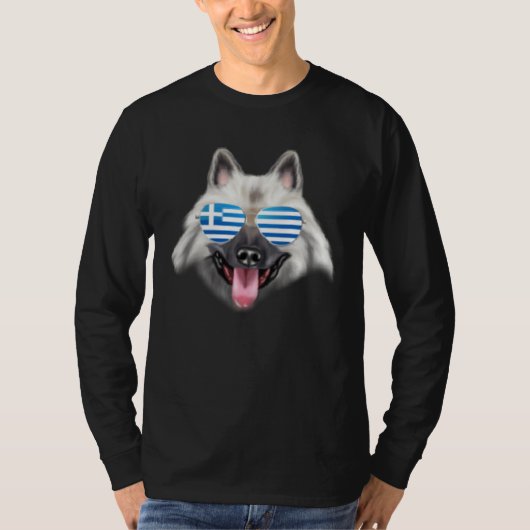 Greek Flag Keeshond Dog Greece Pocket T-shirt (Voorkant)