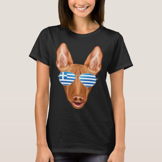 Greek Flag Pharaoh Hound Dog Greece Pocket T-shirt (Voorkant)