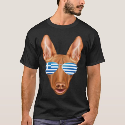 Greek Flag Pharaoh Hound Dog Greece Pocket T-shirt (Voorkant)