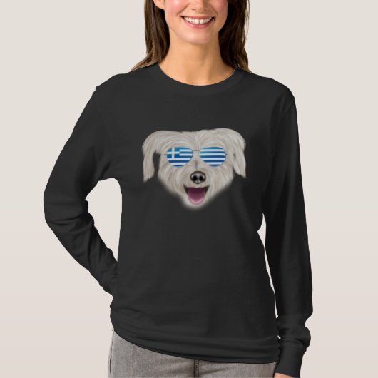 Greek Flag Pyrenean Shepherd Dog Greece Pocket T-shirt (Voorkant)