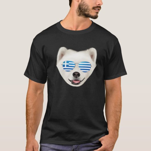 Greek Flag Samoyed Dog Greece Pocket T-shirt (Voorkant)