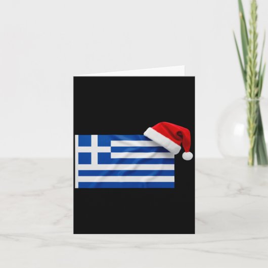 Greek Flag Santa Hat Funny Greece Christmas Holida Kaart (Voorkant)