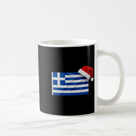 Greek Flag Santa Hat Funny Greece Christmas Holida Koffiemok (Rechts)