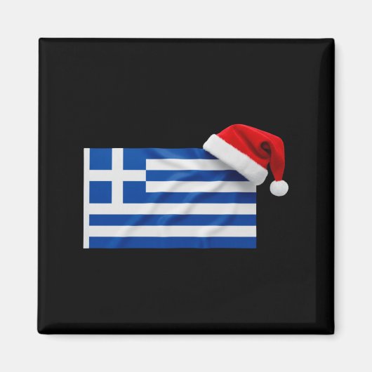 Greek Flag Santa Hat Funny Greece Christmas Holida Magneet (Voorkant)