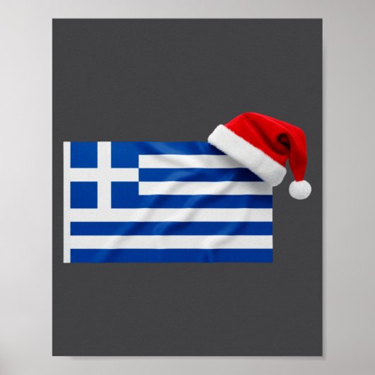 Greek Flag Santa Hat Funny Greece Christmas Holida Poster (Voorkant)