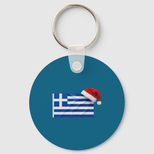 Greek Flag Santa Hat Funny Greece Christmas Holida Sleutelhanger (Voorkant)