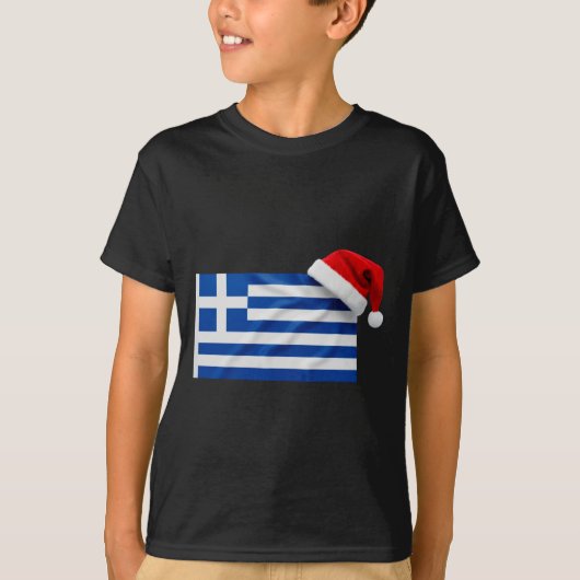 Greek Flag Santa Hat Funny Greece Christmas Holida T-shirt (Voorkant)