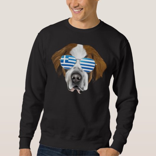 Greek Flag St Bernard Dog Greece Pocket Trui (Voorkant)