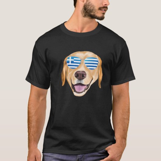 Greek Flag Yellow Labrador Retriever Dog Greece Po T-shirt (Voorkant)