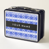 Greek Fret Arabesque blauw, Jouw naam, personalise (Achterkant)