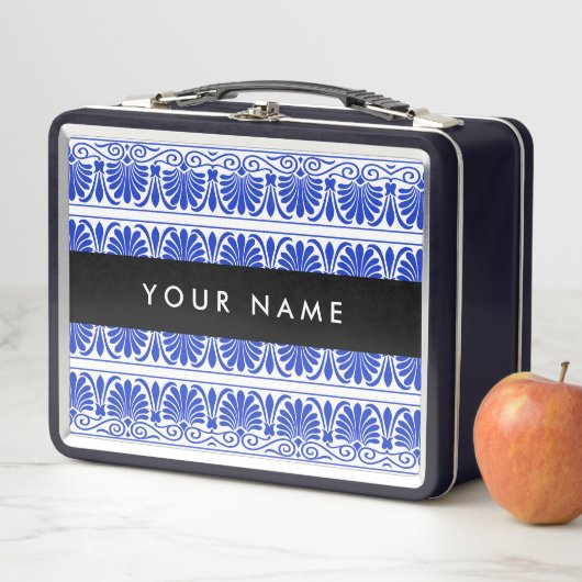 Greek Fret Arabesque blauw, Jouw naam, personalise (In situ)
