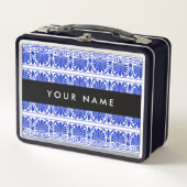 Greek Fret Arabesque blauw, Jouw naam, personalise (Voorkant)