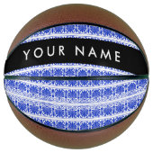 Greek Fret Arabesque blauw, Jouw naam, personalise Basketbal (Voorkant)