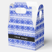 Greek Fret Arabesque blauw, Jouw naam, personalise Bedankdoosjes (Geopend)