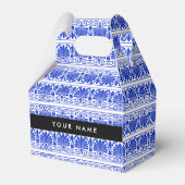Greek Fret Arabesque blauw, Jouw naam, personalise Bedankdoosjes (Voorkant Zijde)