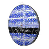 Greek Fret Arabesque blauw, Jouw naam, personalise Dartbord (Voorkant Rechts)