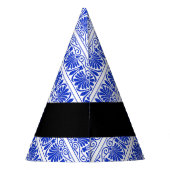 Greek Fret Arabesque blauw, Jouw naam, personalise Feesthoedjes (Achterkant)