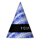 Greek Fret Arabesque blauw, Jouw naam, personalise Feesthoedjes (Links)