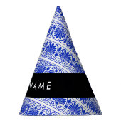 Greek Fret Arabesque blauw, Jouw naam, personalise Feesthoedjes (Rechts)