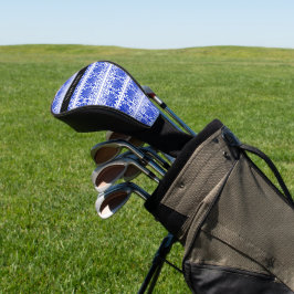 Greek Fret Arabesque blauw, Jouw naam, personalise Golfheadcover