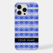 Greek Fret Arabesque blauw, Jouw naam, personalise iPhone Hoesje (Achterkant)