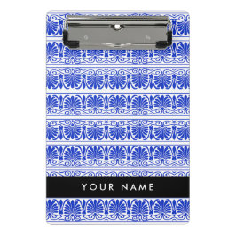Greek Fret Arabesque blauw, Jouw naam, personalise Mini Klembord
