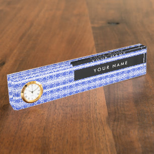 Greek Fret Arabesque blauw, Jouw naam, personalise Naambordje