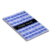 Greek Fret Arabesque blauw, Jouw naam, personalise Notitieboek (Rechterzijde)