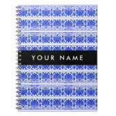 Greek Fret Arabesque blauw, Jouw naam, personalise Notitieboek (Voorkant)